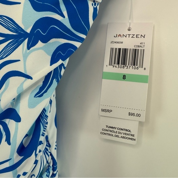 Jantzen Jolie Floral Swimsuit Tommy Control Women Size 8 One Piece Blue White - Picture 7 of 14